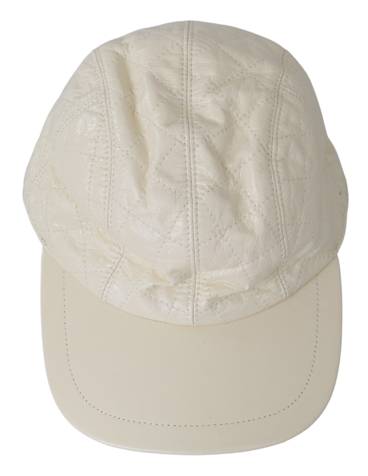 Casquette de baseball 100 % cuir en peau d'agneau blanche Dolce &amp; Gabbana