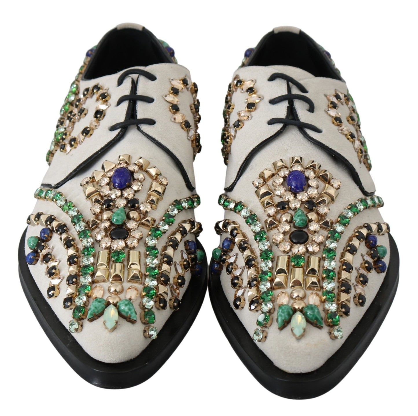 Dolce &amp; Gabbana Chaussures richelieu en daim blanc et cristal