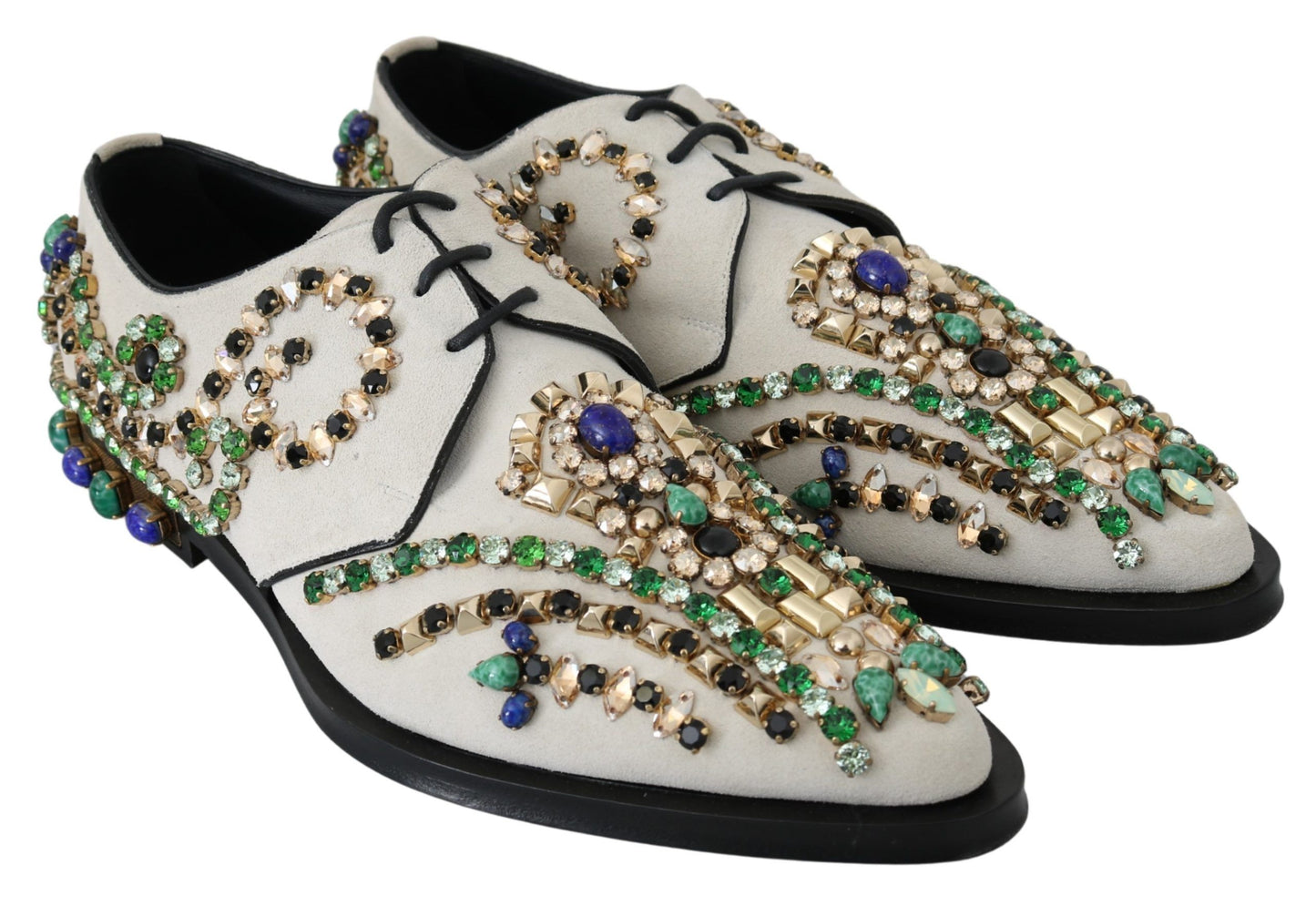 Dolce &amp; Gabbana Chaussures richelieu en daim blanc et cristal