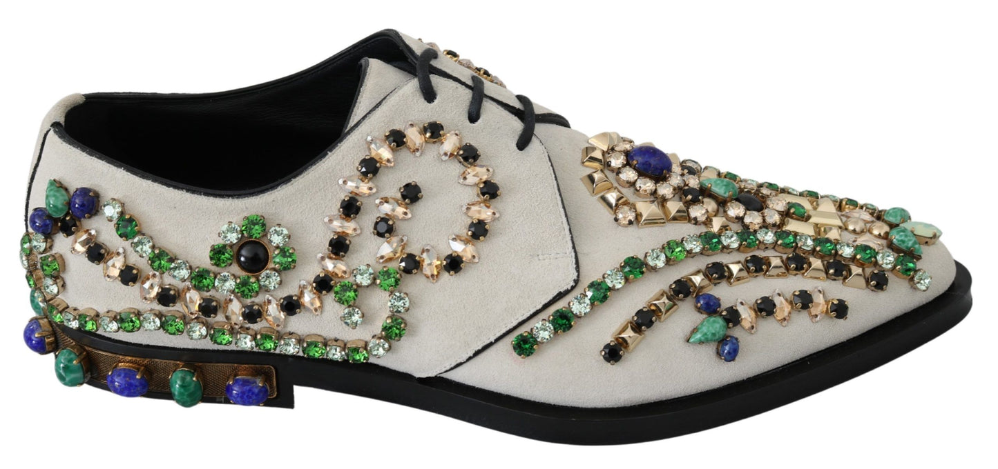 Dolce &amp; Gabbana Chaussures richelieu en daim blanc et cristal