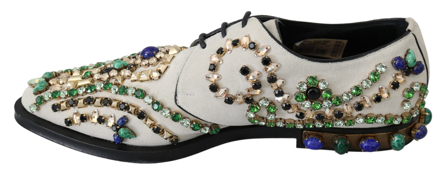 Dolce &amp; Gabbana Chaussures richelieu en daim blanc et cristal