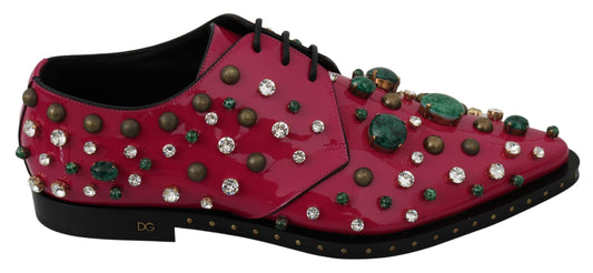 Dolce &amp; Gabbana Chaussures Broque Habillées En Cuir Rose Avec Cristaux