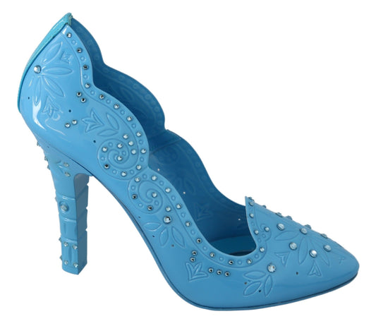 Dolce &amp; Gabbana Chaussures à talons CENDRILLON florales en cristal bleu