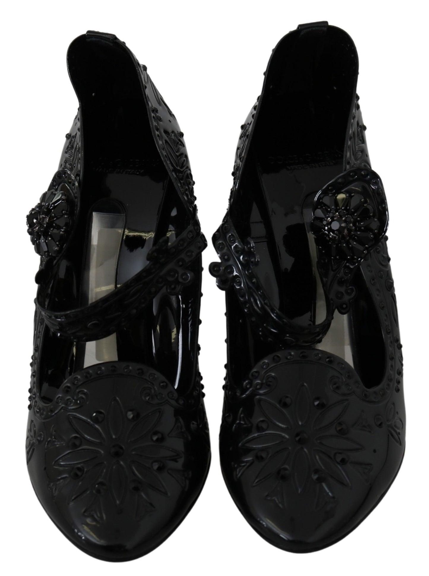 Dolce &amp; Gabbana Chaussures à talons CENDRILLON en cristal floral noir