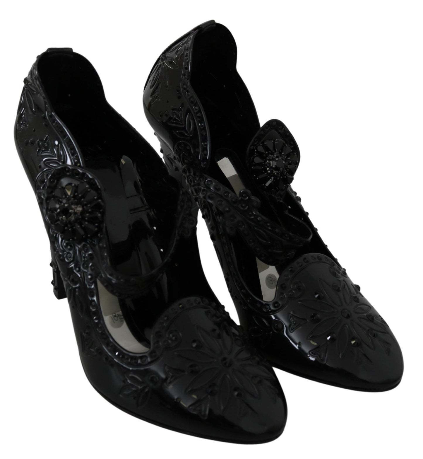 Dolce &amp; Gabbana Chaussures à talons CENDRILLON en cristal floral noir