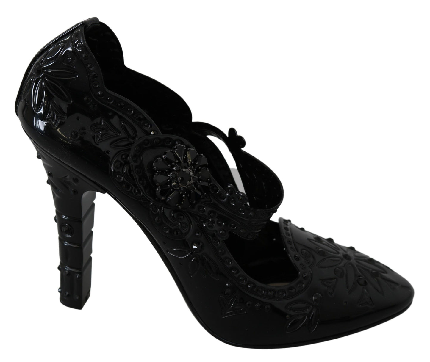 Dolce &amp; Gabbana Chaussures à talons CENDRILLON en cristal floral noir