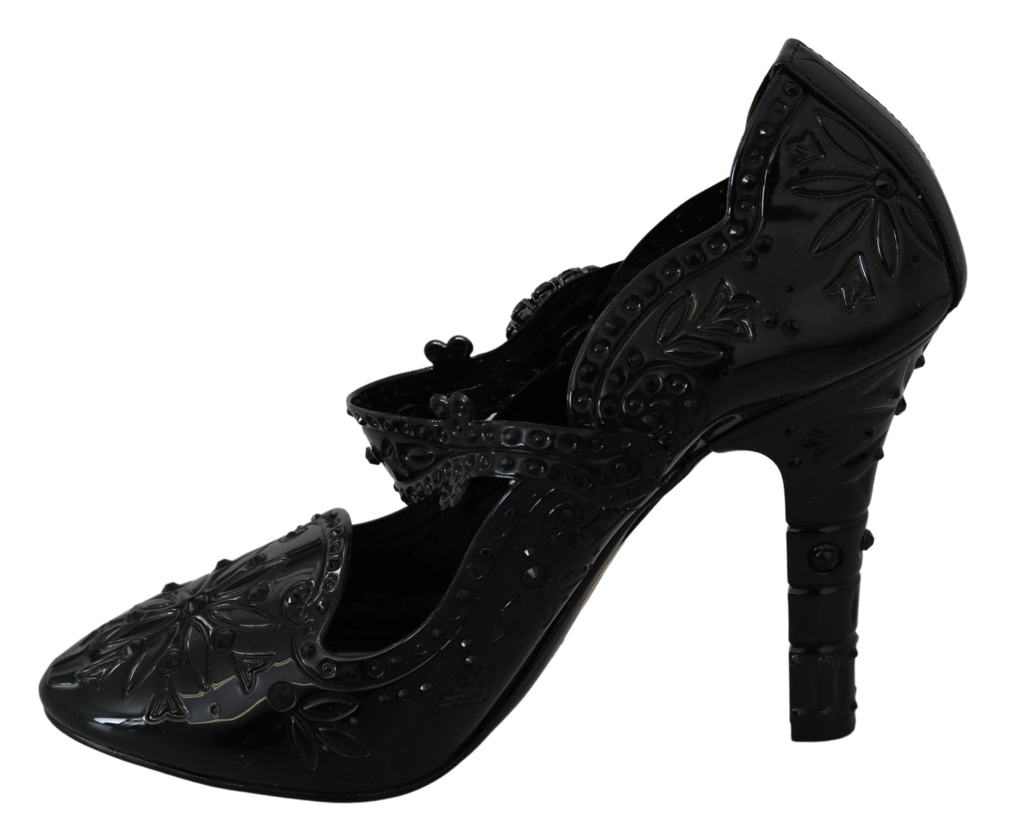 Dolce &amp; Gabbana Chaussures à talons CENDRILLON en cristal floral noir