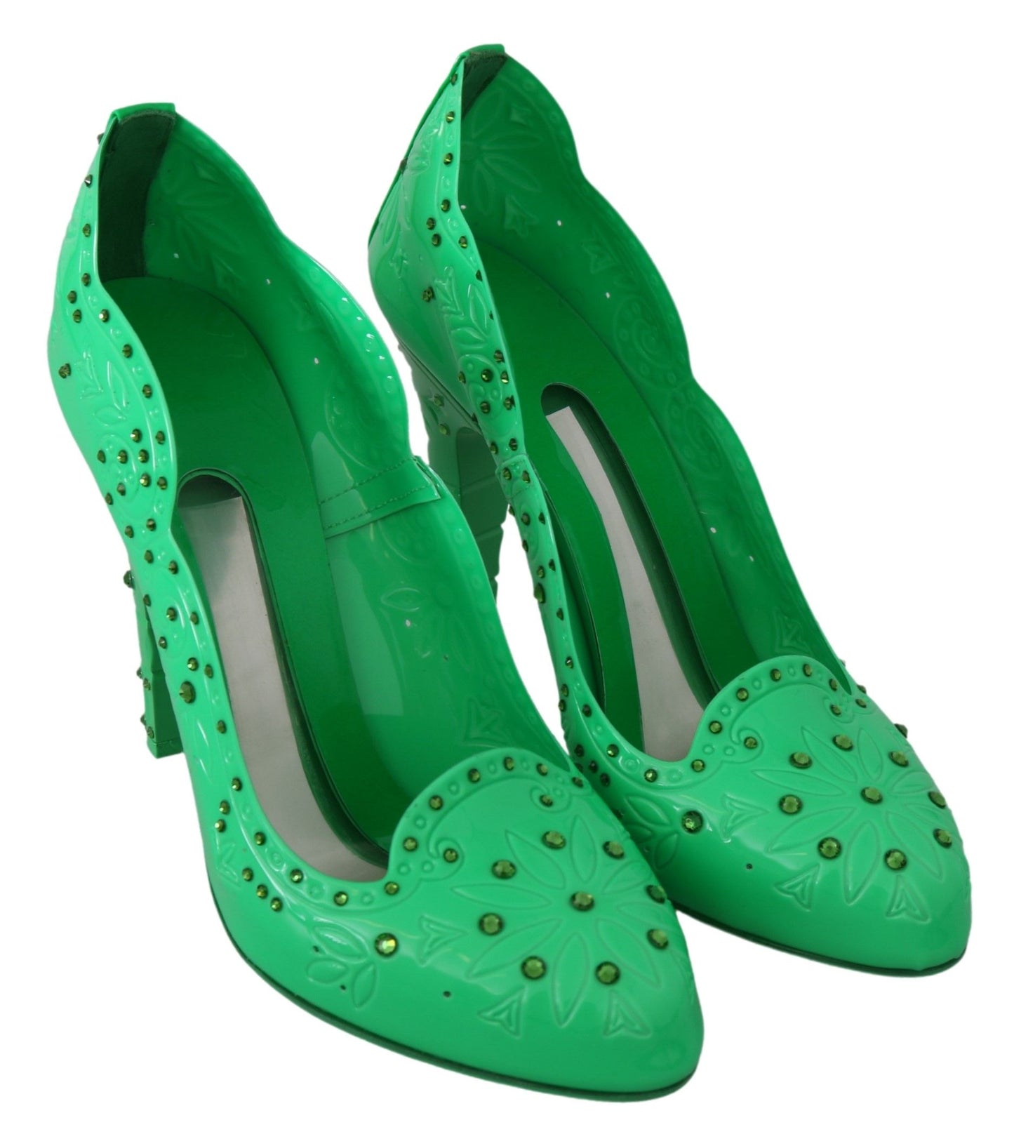 Dolce &amp; Gabbana Chaussures à talons CENDRILLON florales en cristal vert