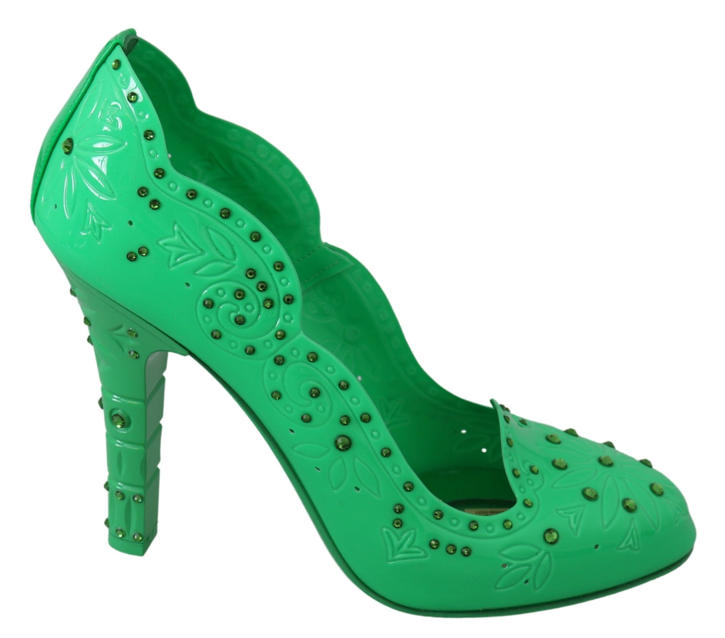 Dolce &amp; Gabbana Chaussures à talons CENDRILLON florales en cristal vert