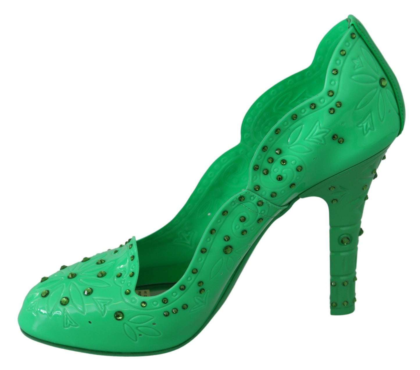 Dolce &amp; Gabbana Chaussures à talons CENDRILLON florales en cristal vert