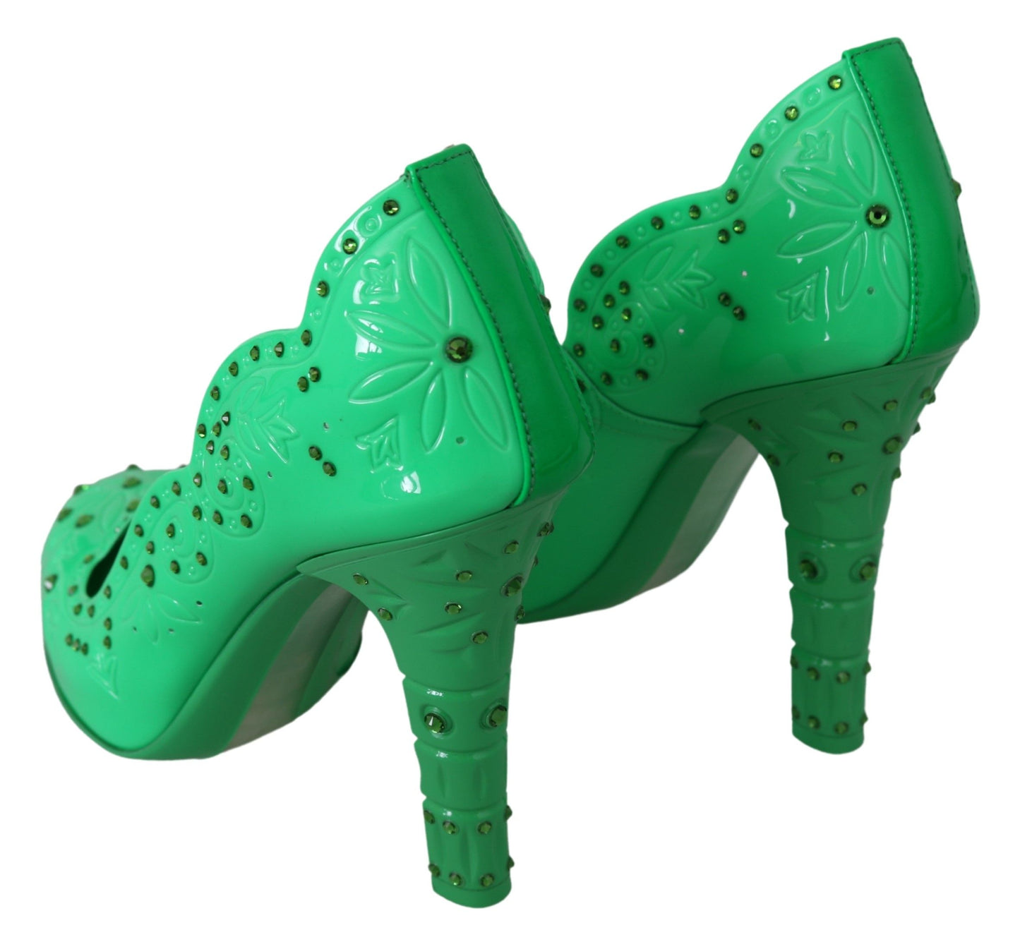 Dolce &amp; Gabbana Chaussures à talons CENDRILLON florales en cristal vert