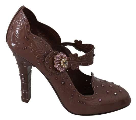 Dolce &amp; Gabbana Chaussures à talons CENDRILLON en cristal floral marron