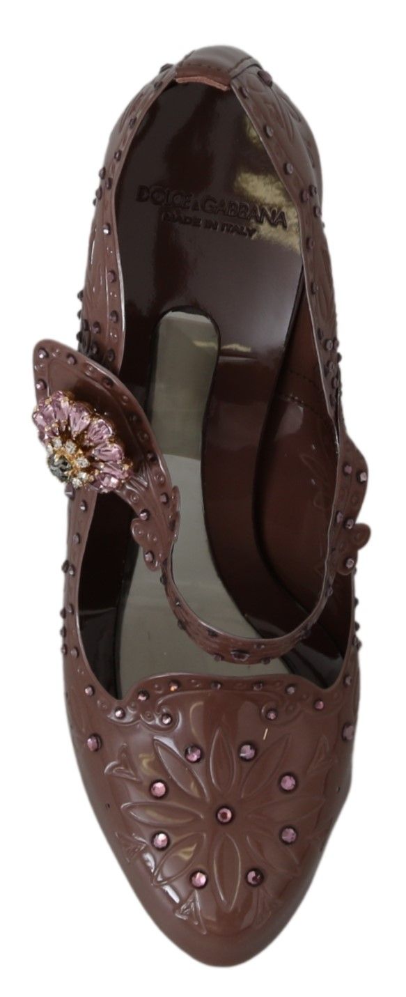 Dolce &amp; Gabbana Chaussures à talons CENDRILLON en cristal floral marron