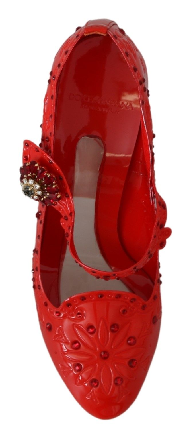 Dolce &amp; Gabbana Chaussures à talons CENDRILLON en cristal floral rouge