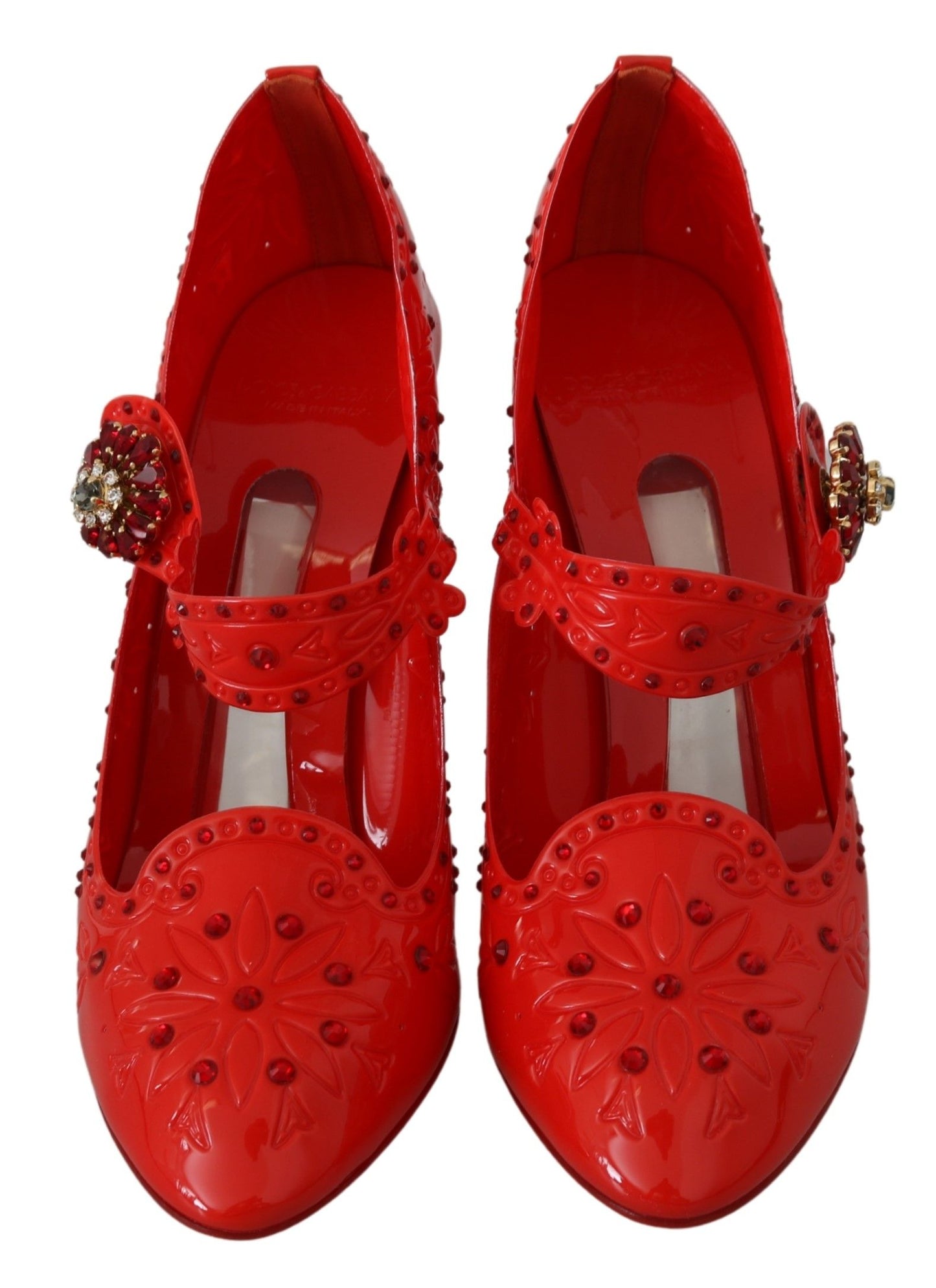 Dolce &amp; Gabbana Chaussures à talons CENDRILLON en cristal floral rouge