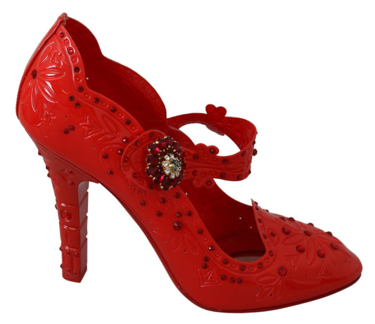 Dolce &amp; Gabbana Chaussures à talons CENDRILLON en cristal floral rouge