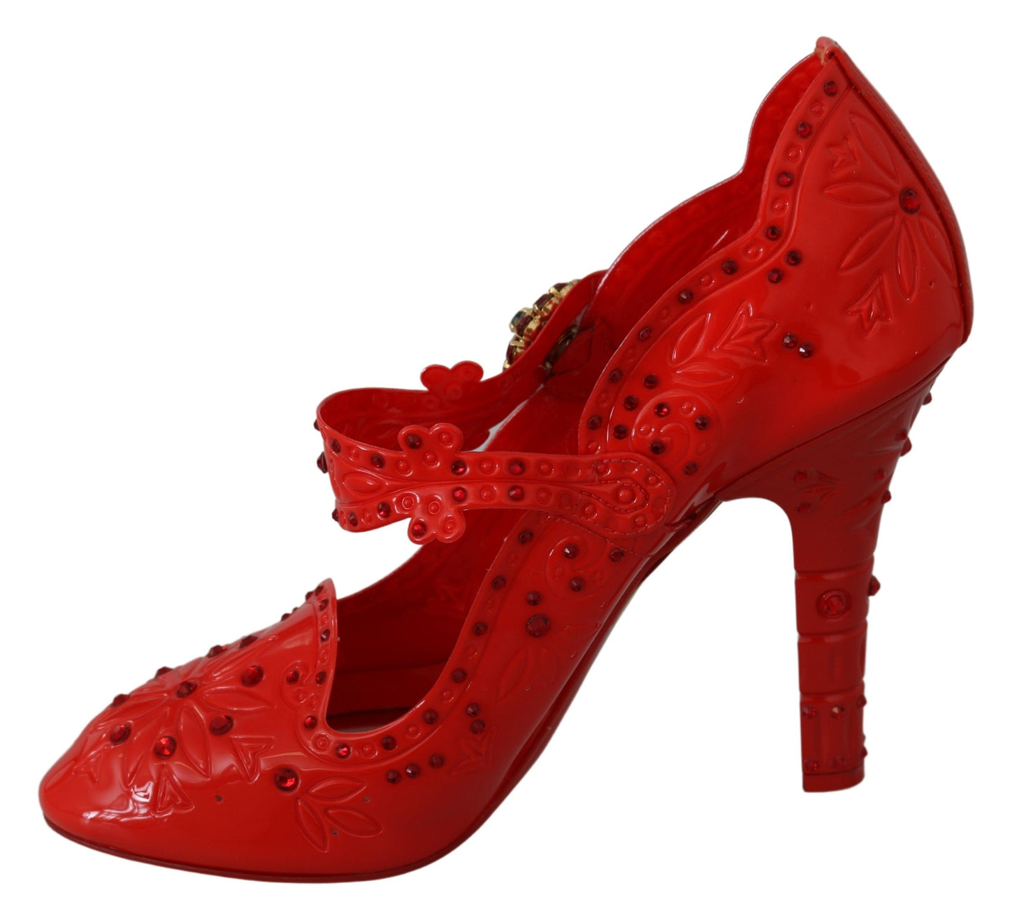 Dolce &amp; Gabbana Chaussures à talons CENDRILLON en cristal floral rouge