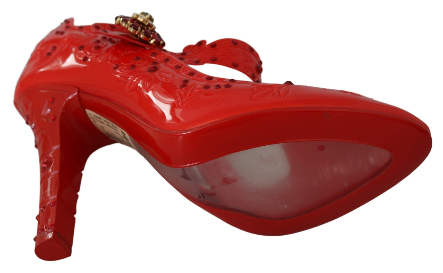 Dolce &amp; Gabbana Chaussures à talons CENDRILLON en cristal floral rouge