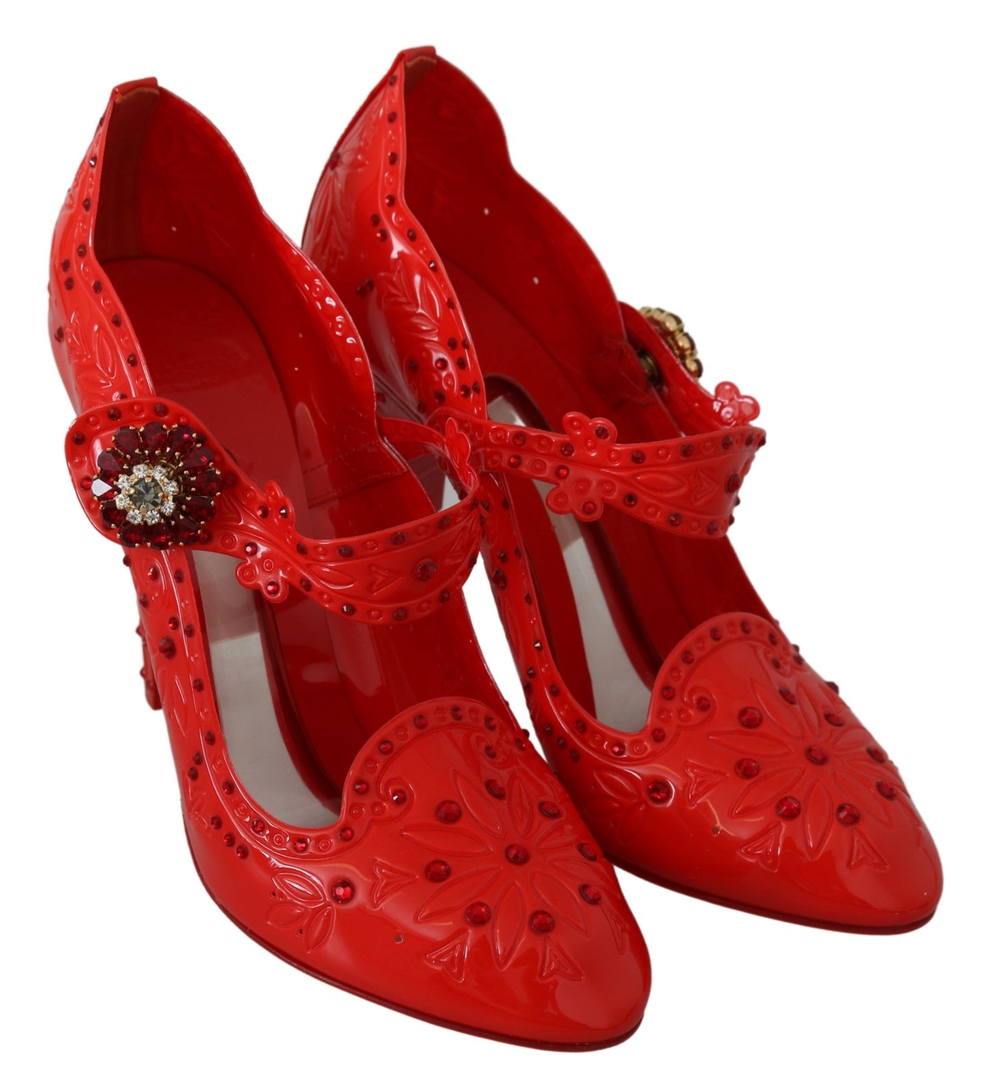 Dolce &amp; Gabbana Chaussures à talons CENDRILLON en cristal floral rouge