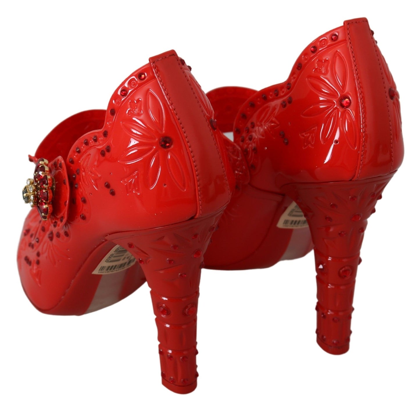 Dolce &amp; Gabbana Chaussures à talons CENDRILLON en cristal floral rouge