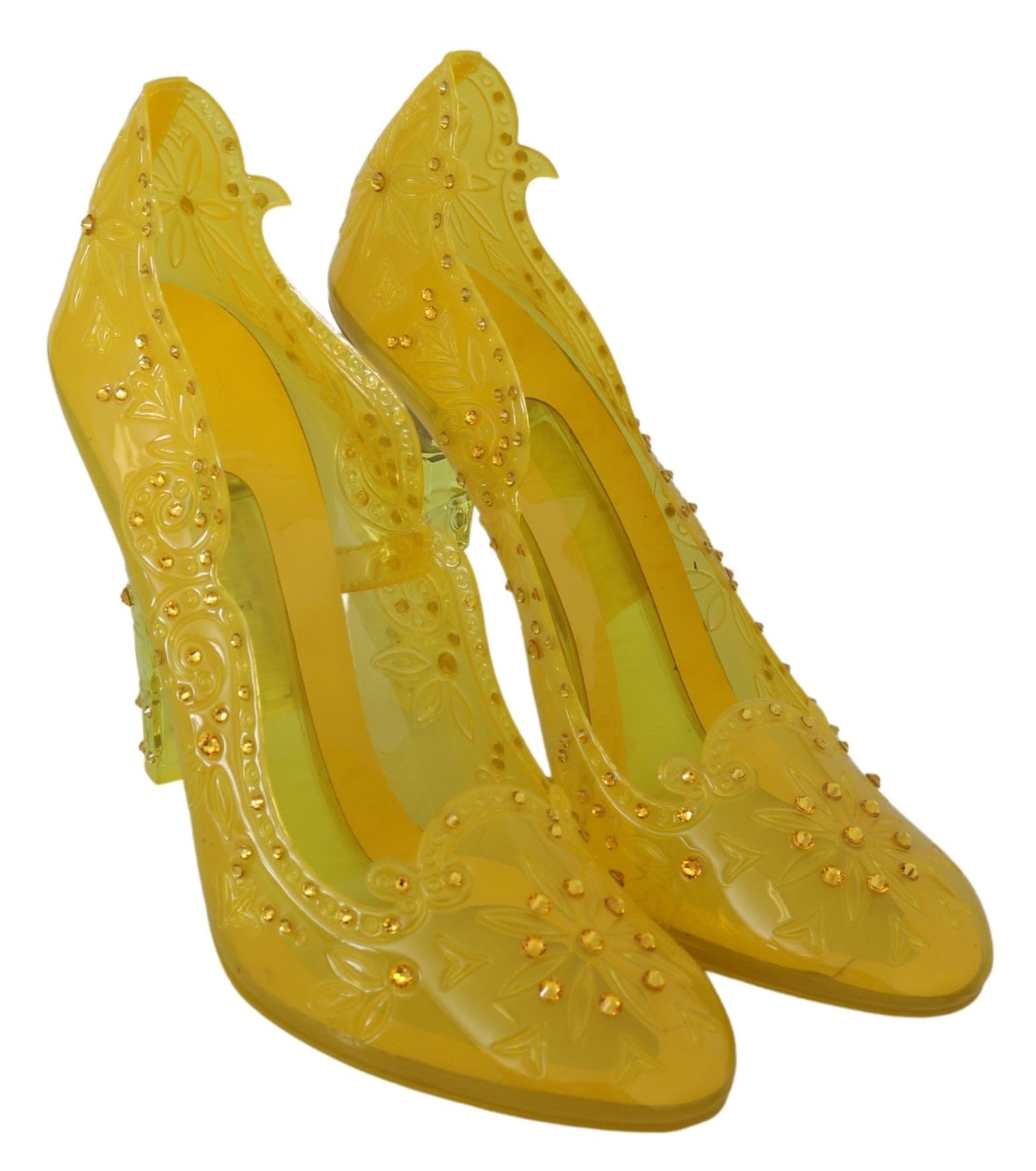 Dolce &amp; Gabbana Chaussures à talons CENDRILLON en cristal floral jaune