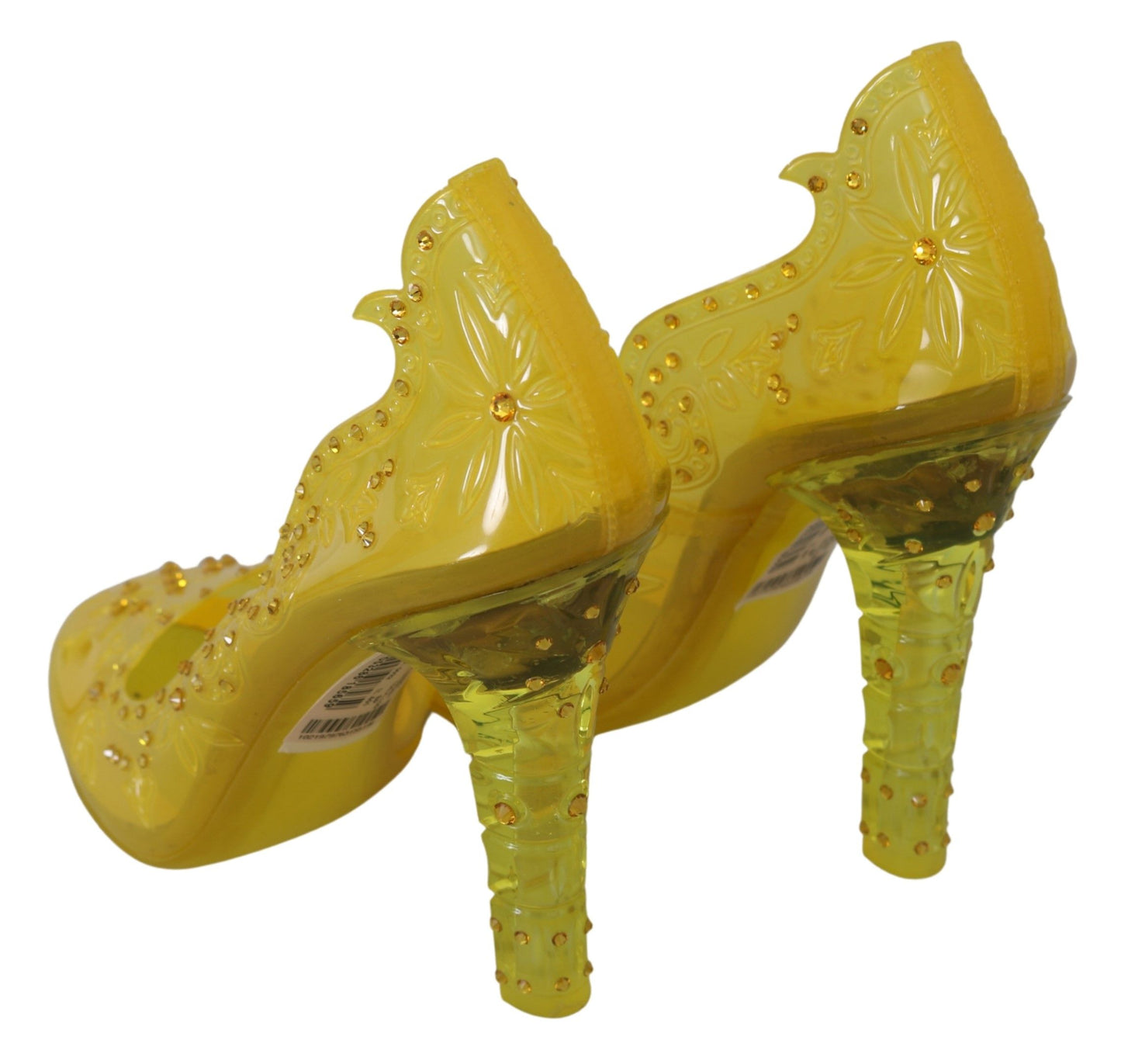 Dolce &amp; Gabbana Chaussures à talons CENDRILLON en cristal floral jaune