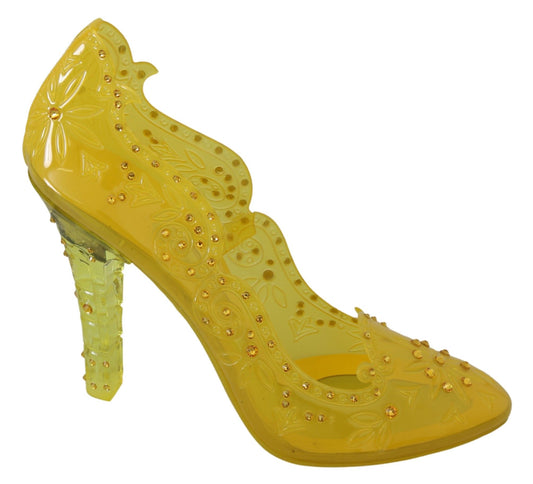 Dolce &amp; Gabbana Chaussures à talons CENDRILLON en cristal floral jaune