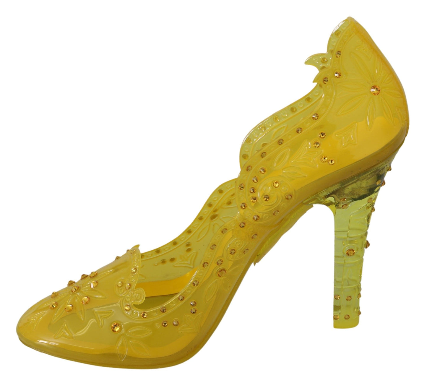 Dolce &amp; Gabbana Chaussures à talons CENDRILLON en cristal floral jaune