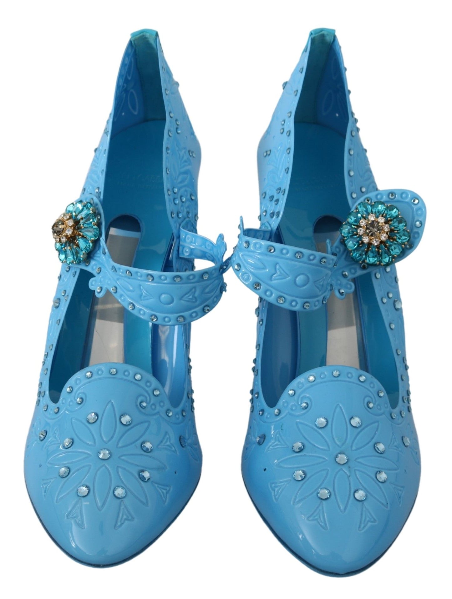 Dolce &amp; Gabbana Chaussures à talons CENDRILLON en cristal floral bleu