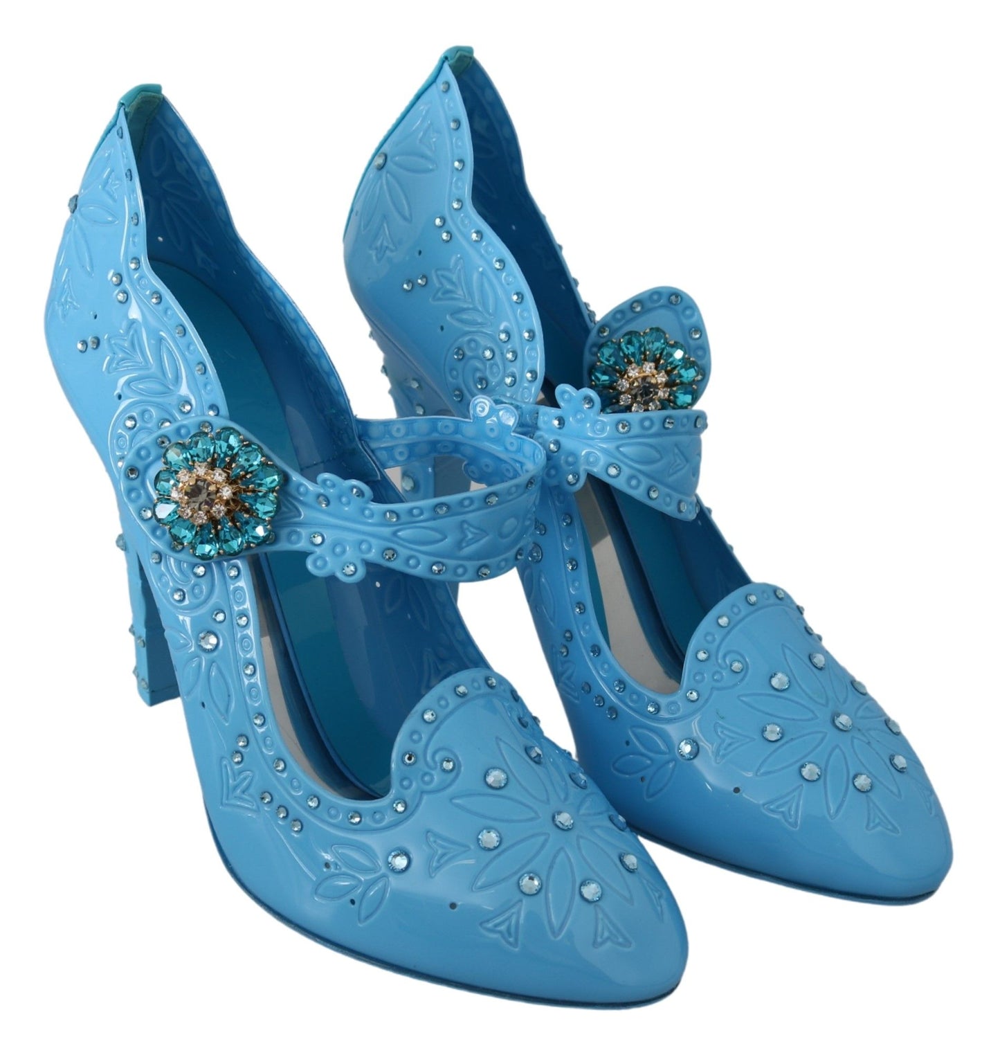 Dolce &amp; Gabbana Chaussures à talons CENDRILLON en cristal floral bleu