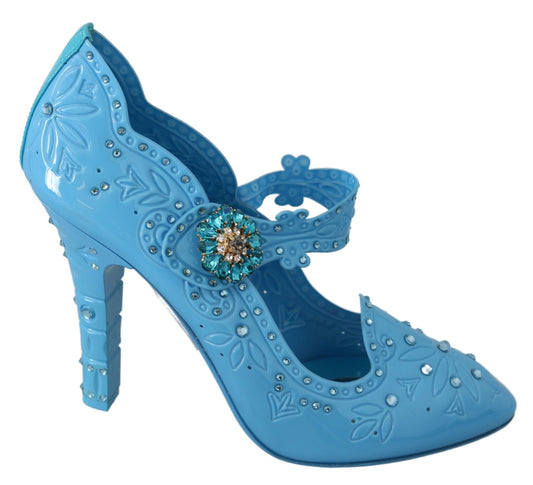 Dolce &amp; Gabbana Chaussures à talons CENDRILLON en cristal floral bleu