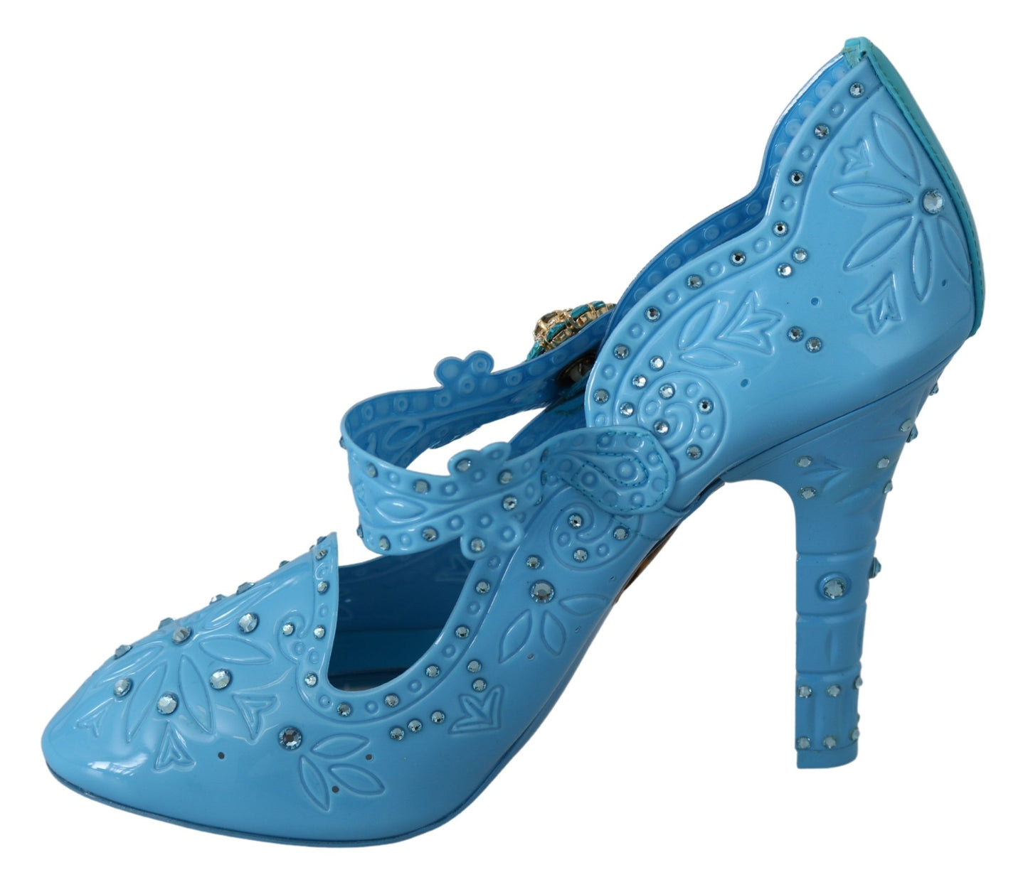 Dolce &amp; Gabbana Chaussures à talons CENDRILLON en cristal floral bleu