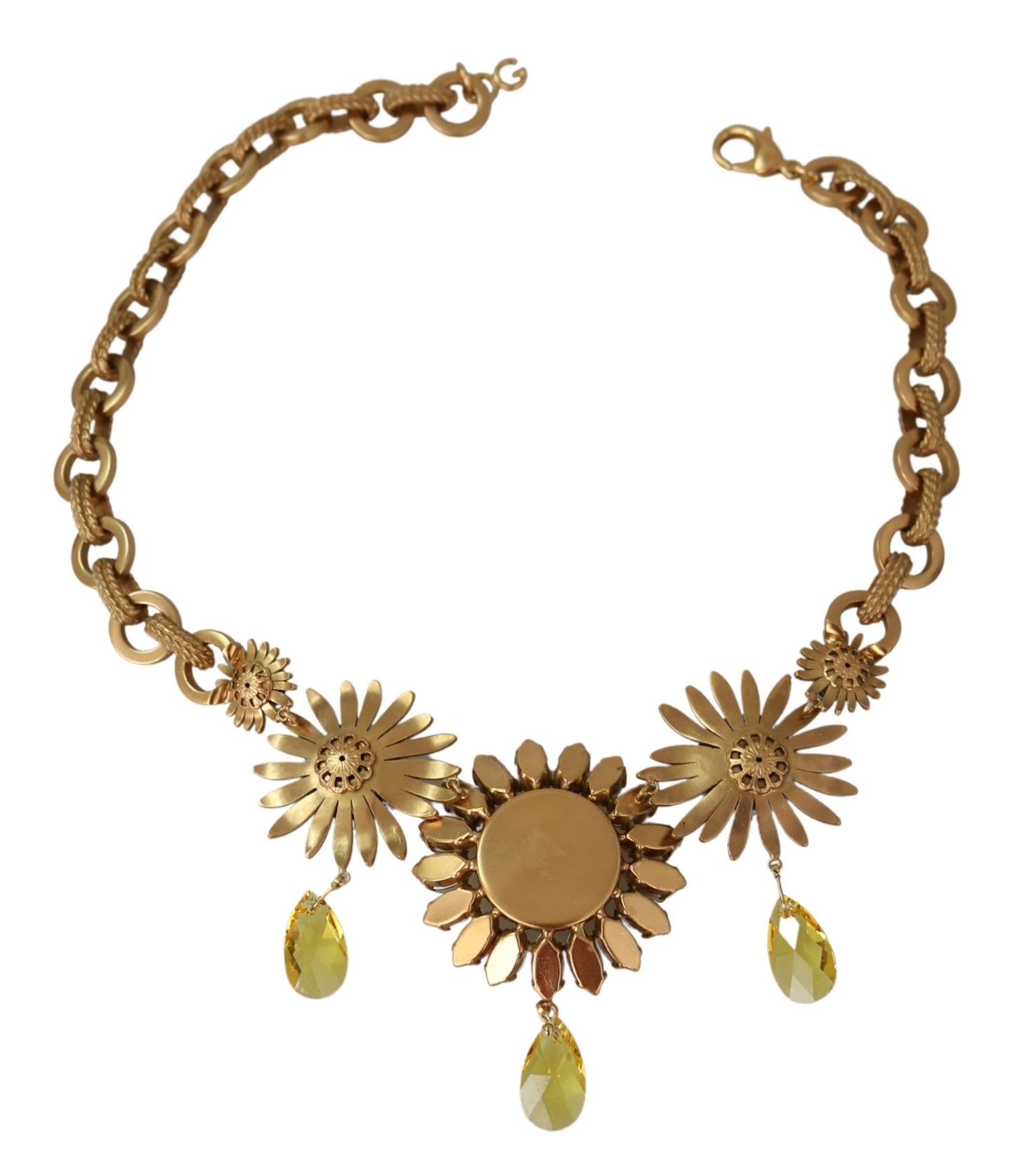 Dolce &amp; Gabbana Collier avec pendentifs en cristal et chaîne en laiton doré