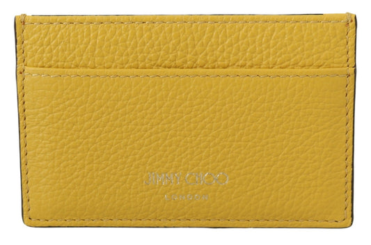 Jimmy Choo Porte-cartes en cuir jaune Aarna