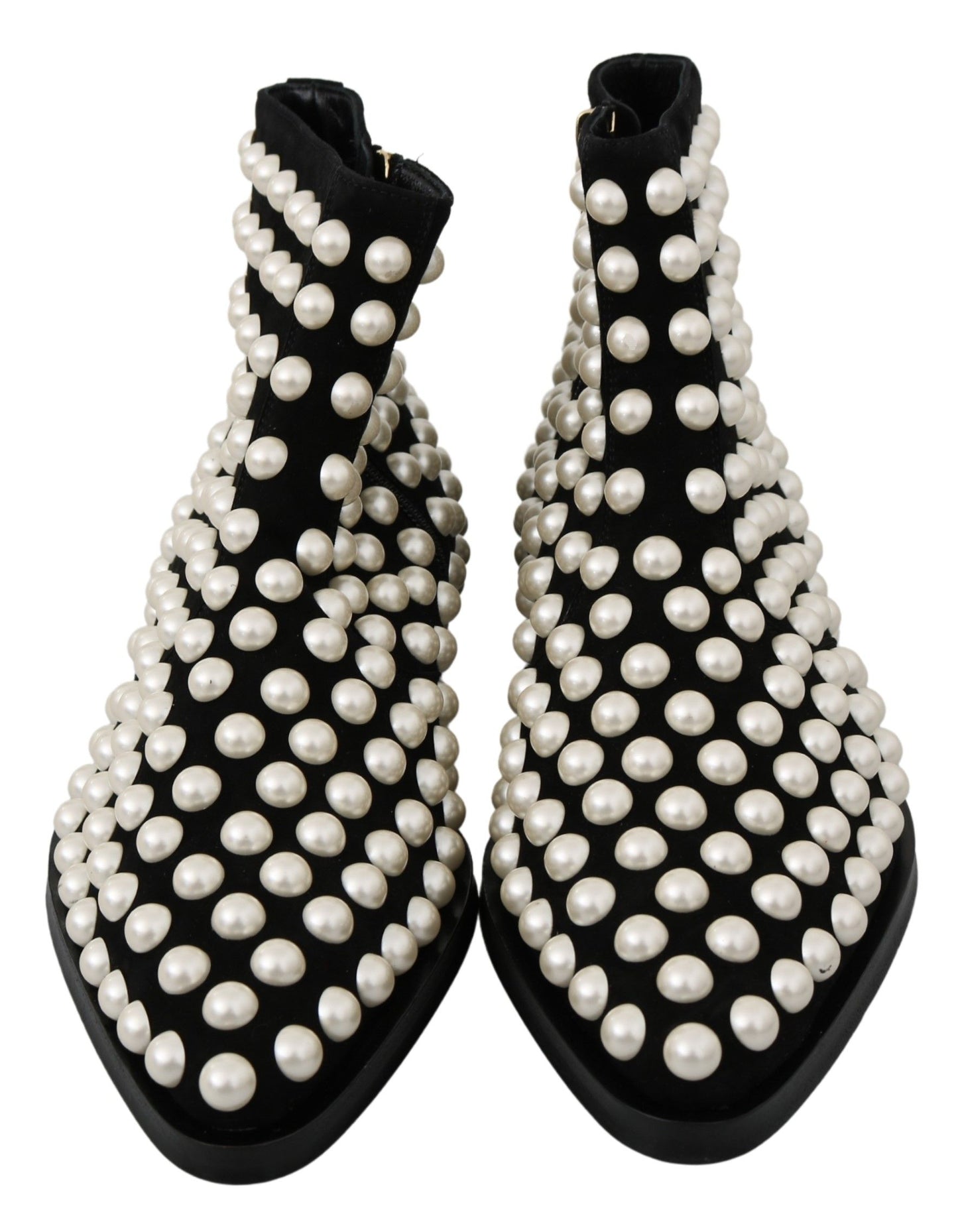 Dolce &amp; Gabbana Bottes à clous en daim noir avec perles