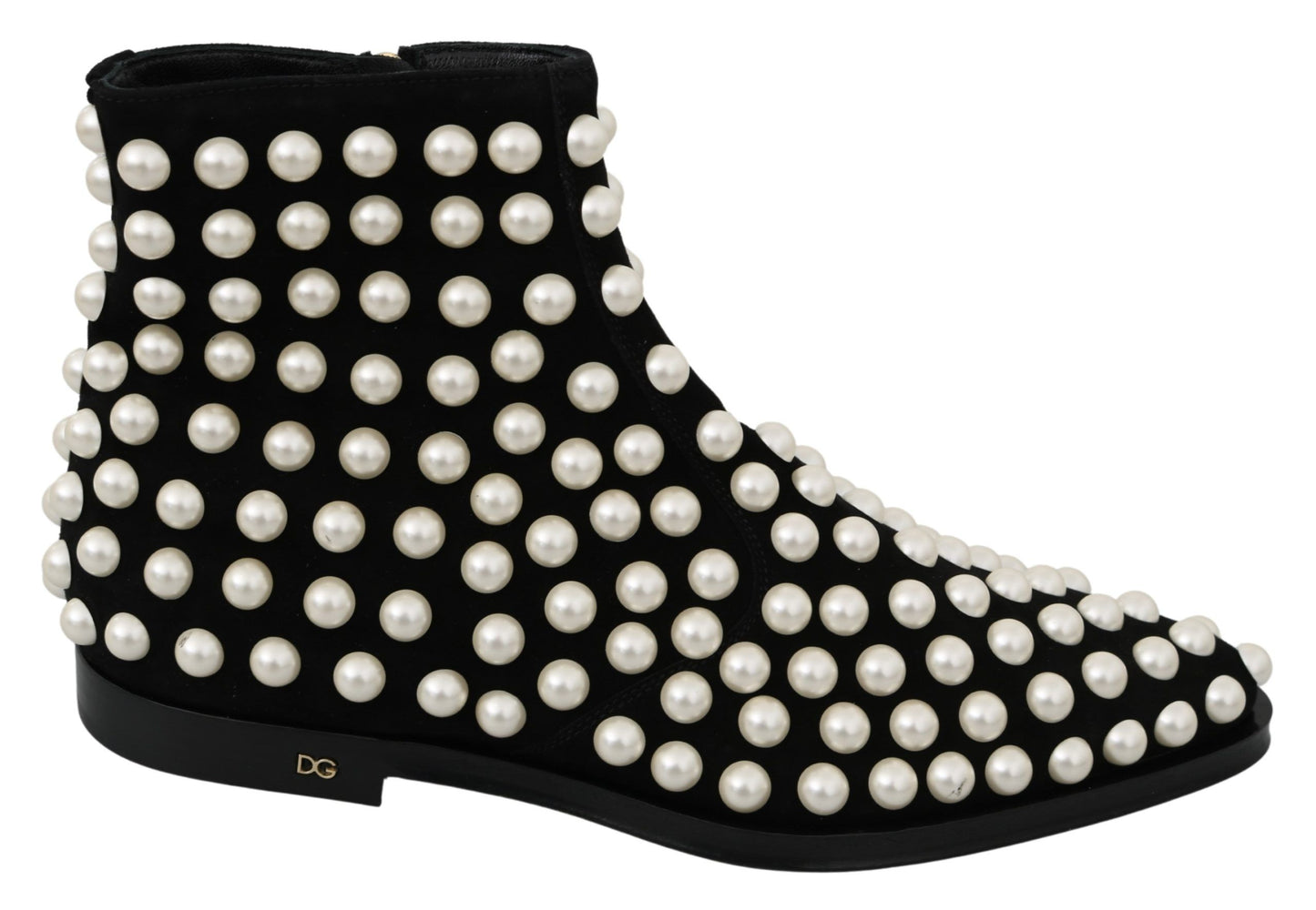 Dolce &amp; Gabbana Bottes à clous en daim noir avec perles