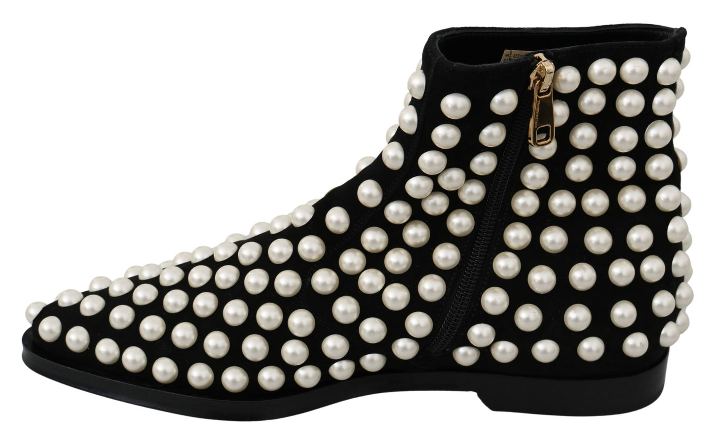 Dolce &amp; Gabbana Bottes à clous en daim noir avec perles