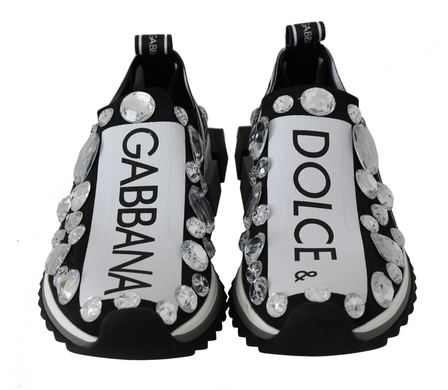 Dolce &amp; Gabbana Chaussures Baskets Femme Noir Blanc Cristal