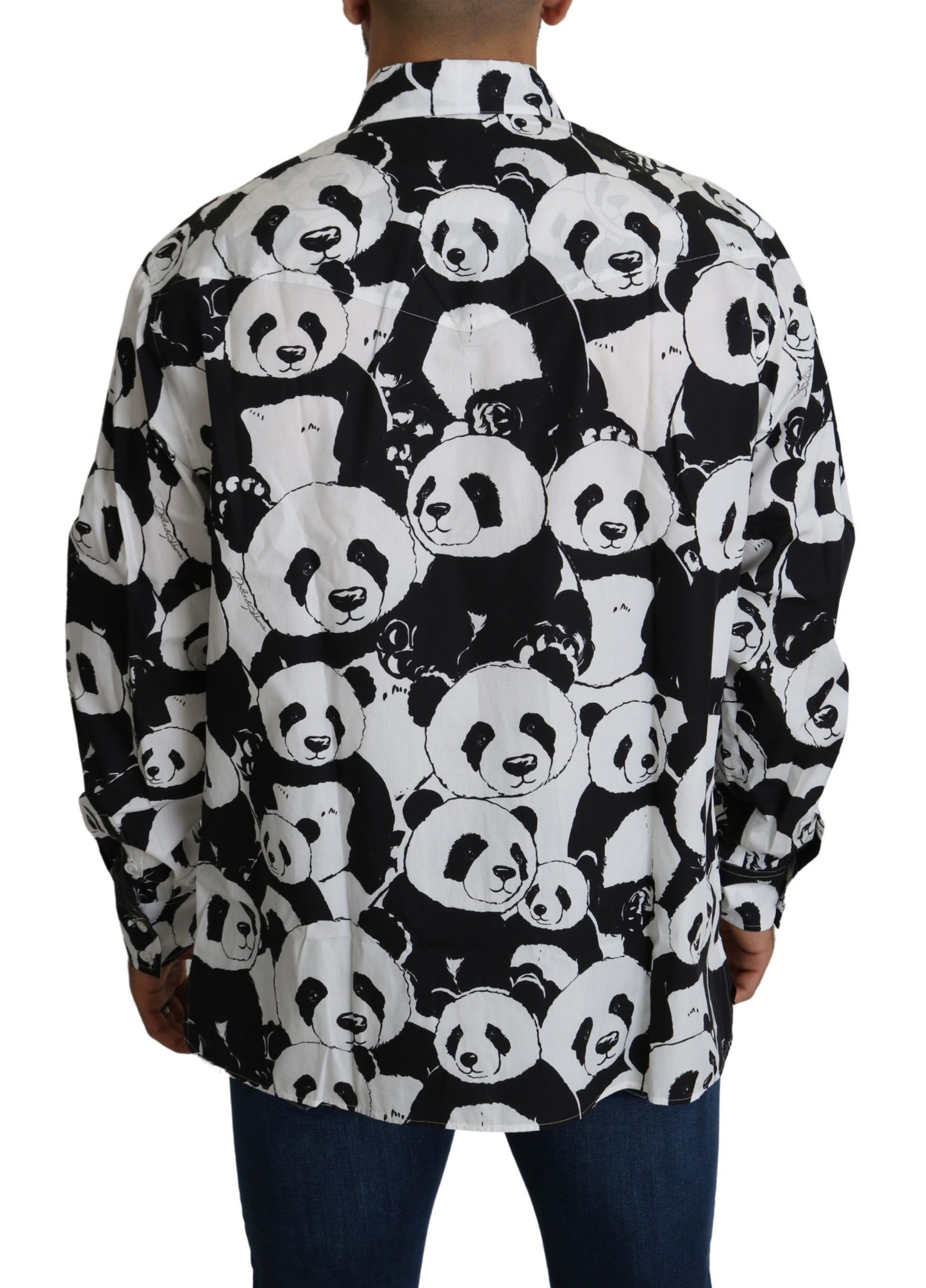 Dolce &amp; Gabbana Black Panda Herren-Freizeithemd aus 100 % Baumwolle