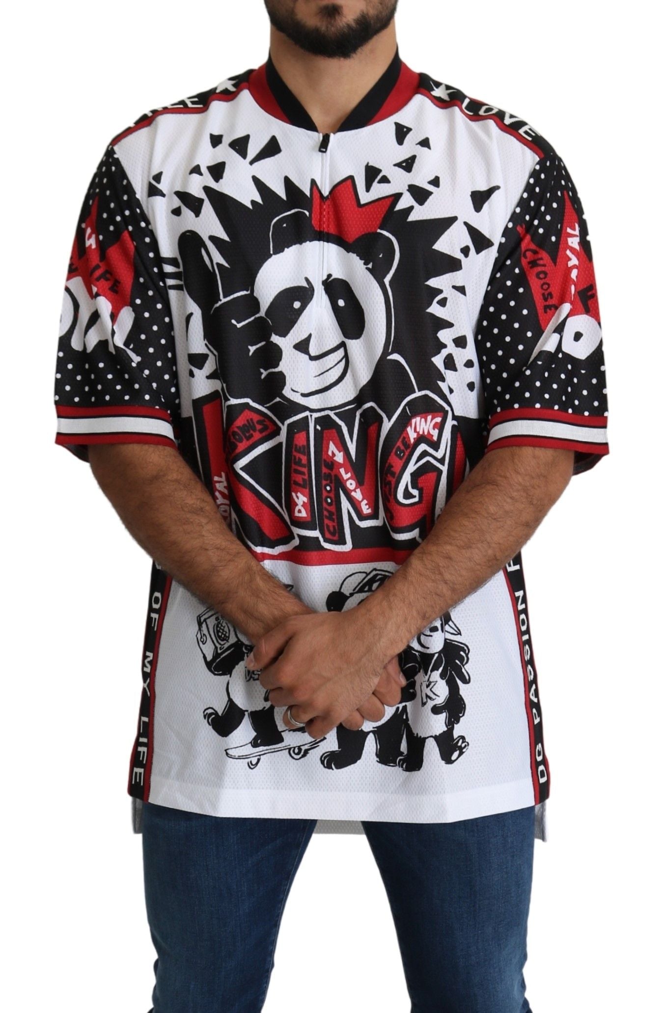 Dolce &amp; Gabbana T-shirt pour homme en polyester blanc King Panda Top