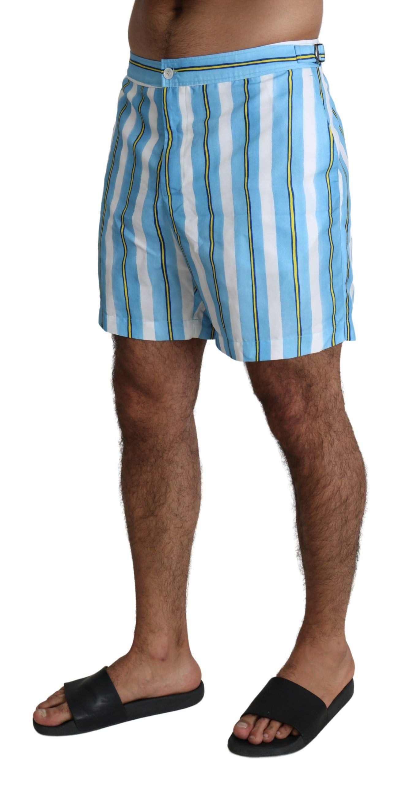 Blau gestreifte Beachwear-Badeshorts für Herren von Dolce &amp; Gabbana