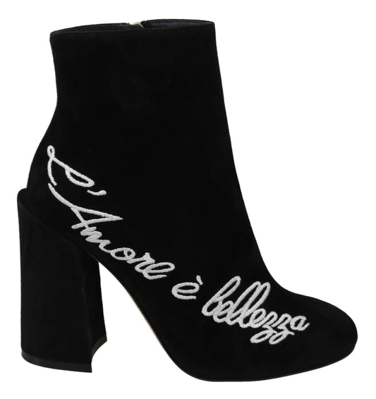 Dolce &amp; Gabbana Chaussures Bottes L'Amore E'Bellezza En Daim Noir