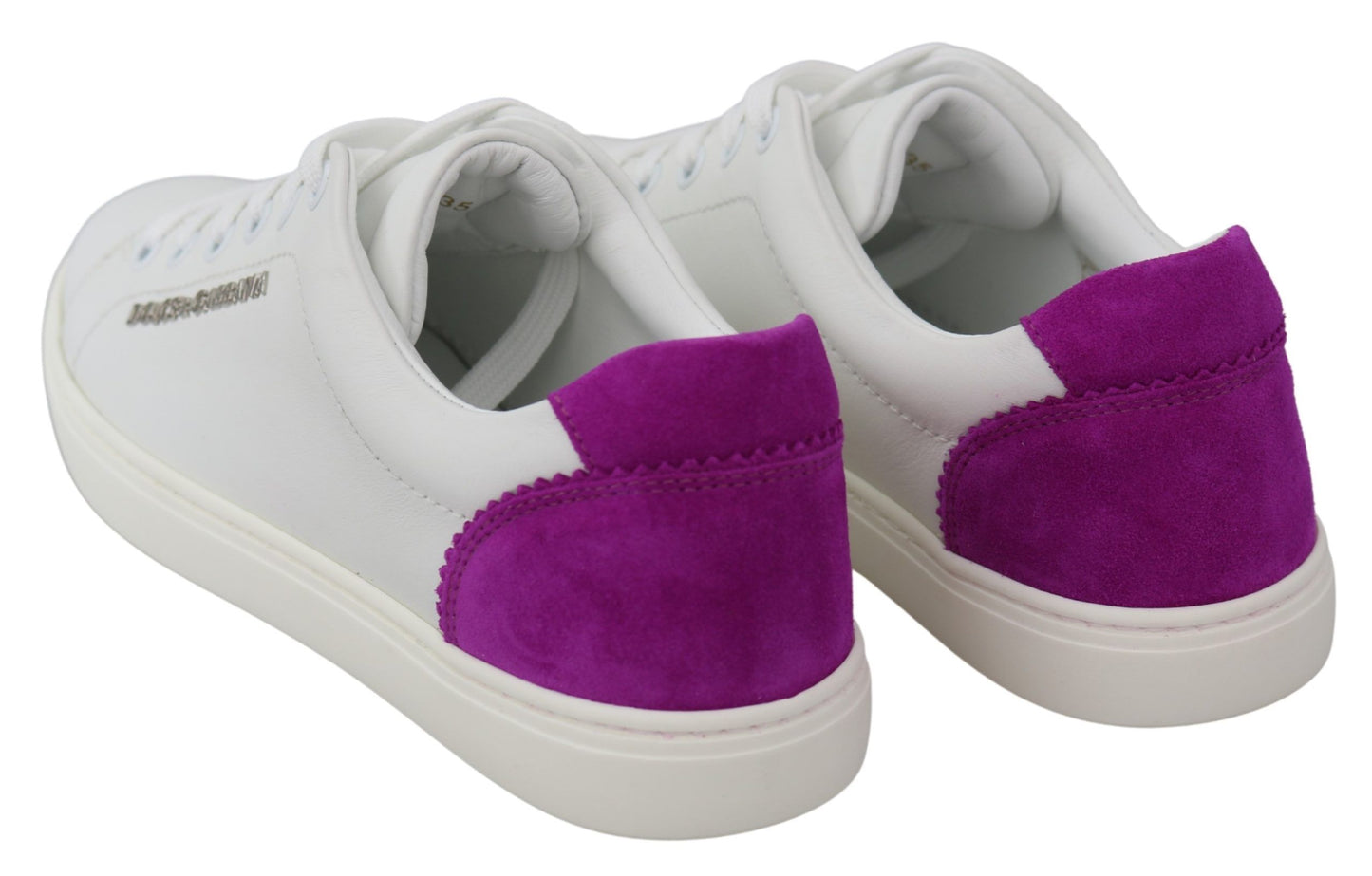 Dolce &amp; Gabbana Chaussures Femme Logo En Cuir Violet Blanc