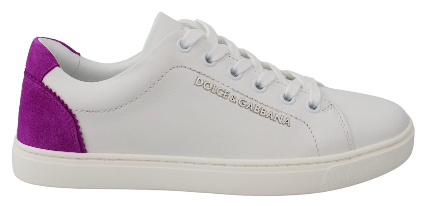 Dolce &amp; Gabbana Chaussures Femme Logo En Cuir Violet Blanc