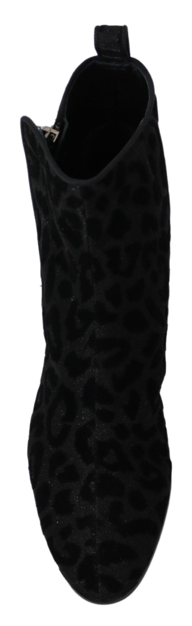 Dolce &amp; Gabbana Schwarze Leoparden-Kurzstiefel mit Reißverschluss