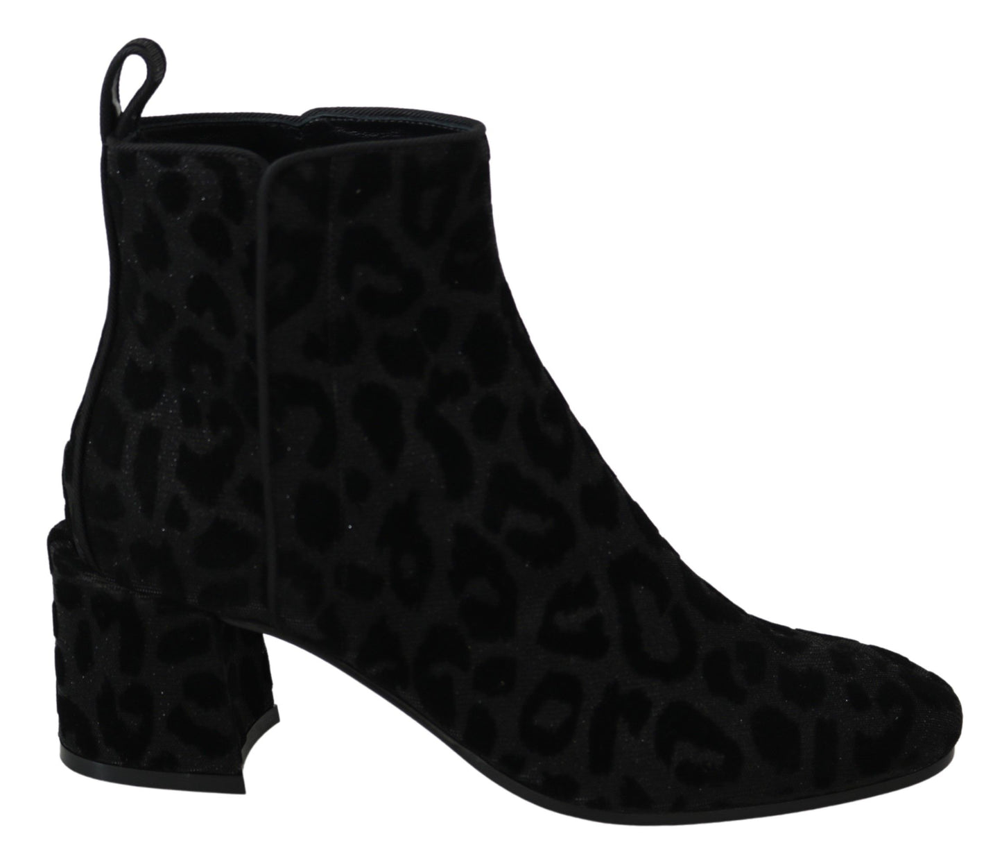 Dolce &amp; Gabbana Schwarze Leoparden-Kurzstiefel mit Reißverschluss