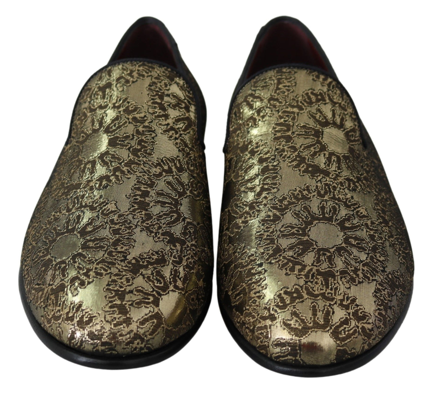 Dolce &amp; Gabbana Gold Jacquard Flats Mocassins Pour Hommes Chaussures