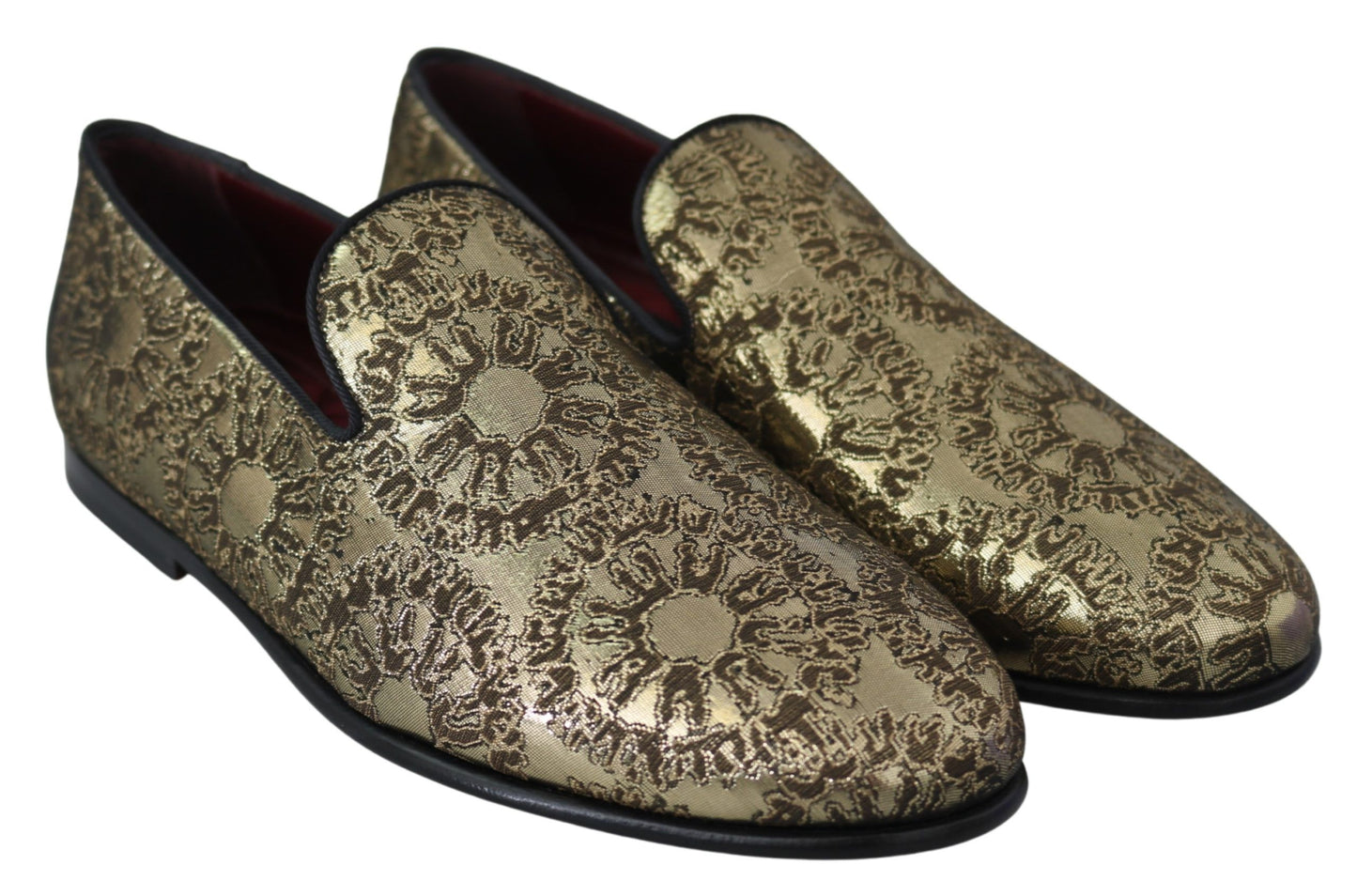 Dolce &amp; Gabbana Gold Jacquard Flats Mocassins Pour Hommes Chaussures