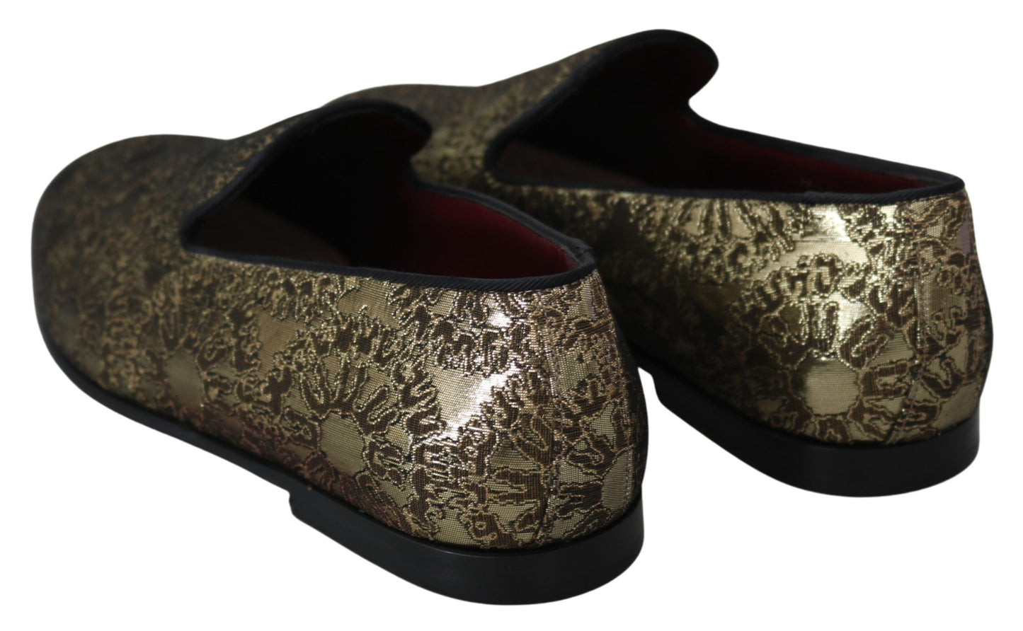 Dolce &amp; Gabbana Gold Jacquard Flats Mocassins Pour Hommes Chaussures