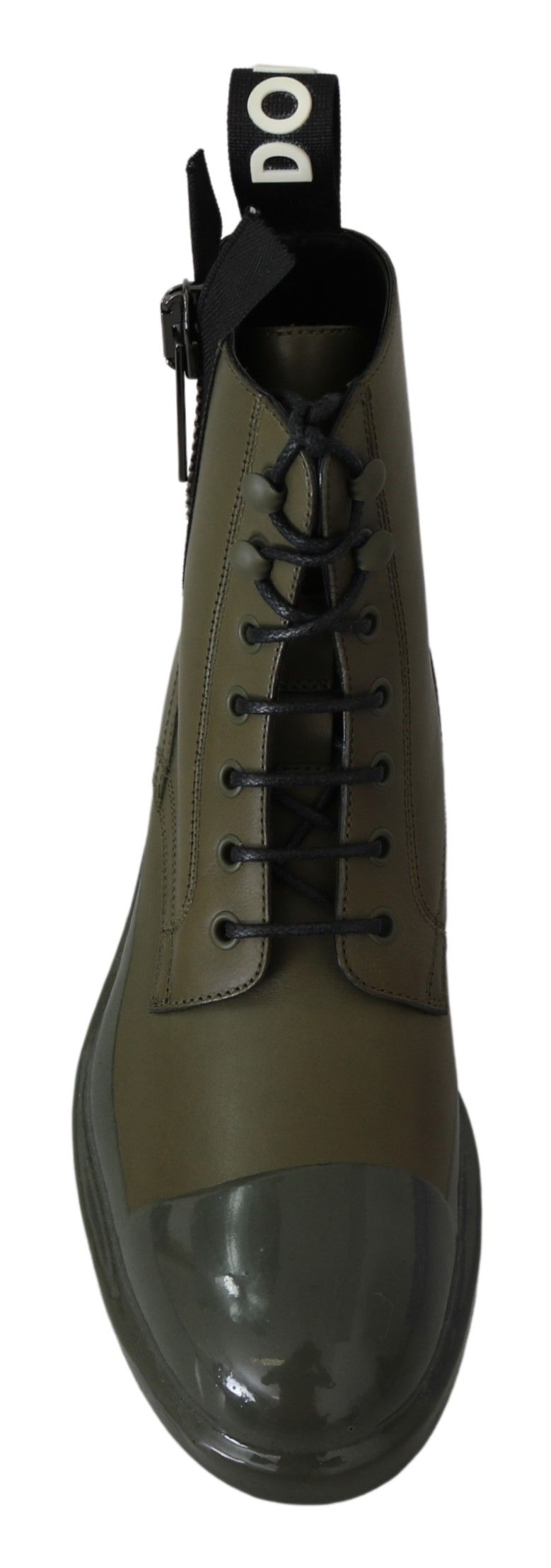 Dolce &amp; Gabbana Bottes en cuir vert Zipper Chaussures pour hommes